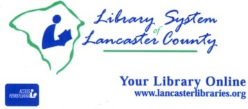 LSLC library card graphic with logo to left of text